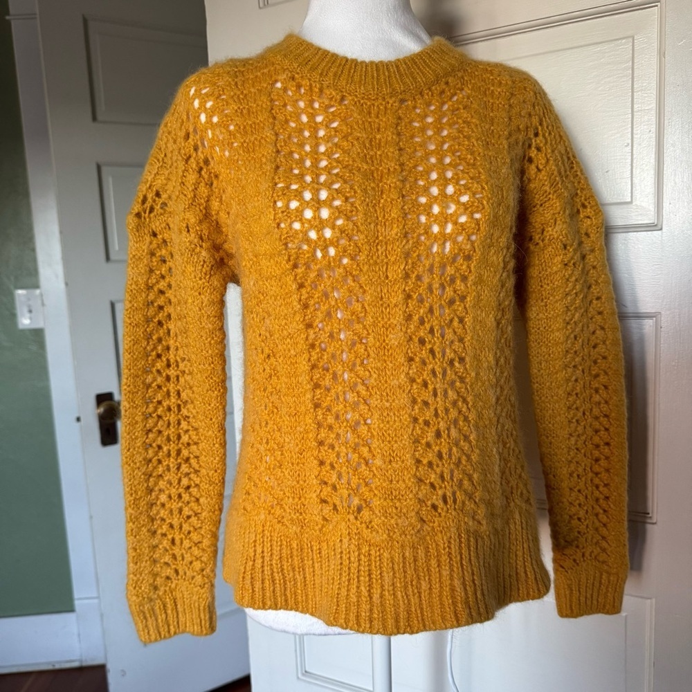 Madewell Windemere Pointelle Pullover Sweater Fuzzy Alpaca Blend -XS - Picture 5 of 12
